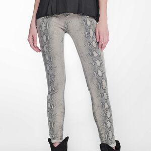 pantalon réversible super skinny beige à imprimé serpent