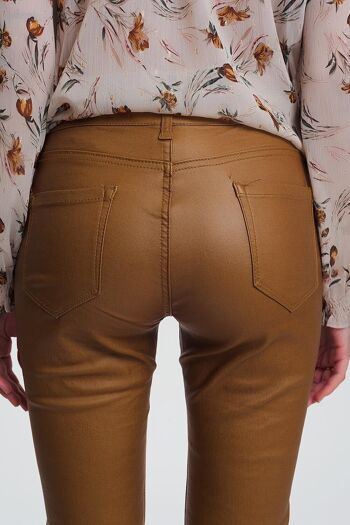 pantalon skinny enduit camel 6