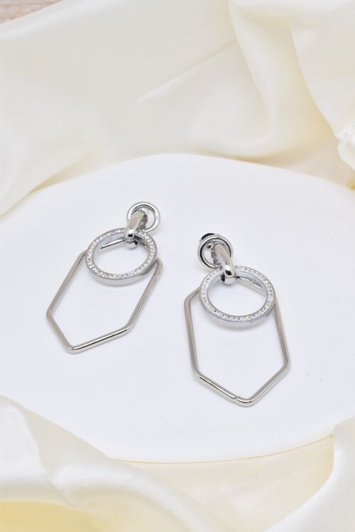 Boucles d'oreilles strass en acier - BO100199