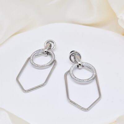 Steel rhinestone earrings - BO100199