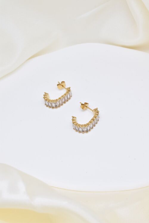 Boucles d'oreilles strass en acier - BO100203