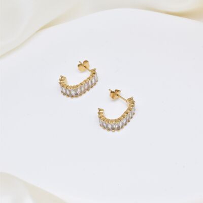 Boucles d'oreilles strass en acier - BO100203