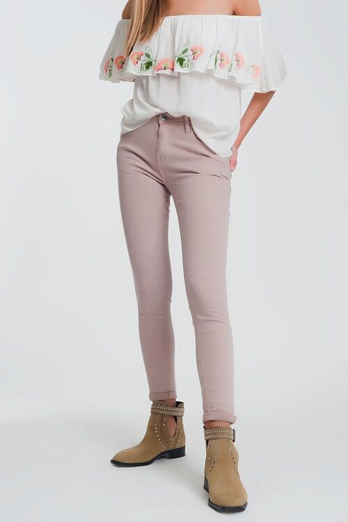 High waisted super skinny pants in pink