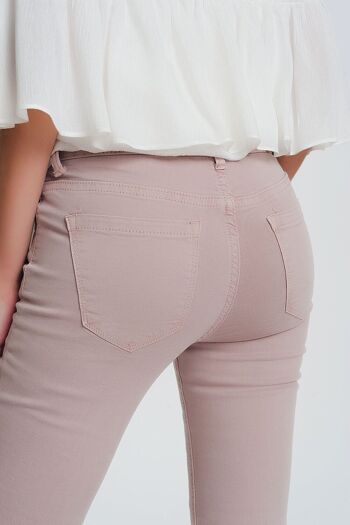 Pantalon super skinny taille haute en rose 5