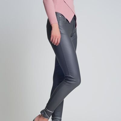 Coated pants in gray