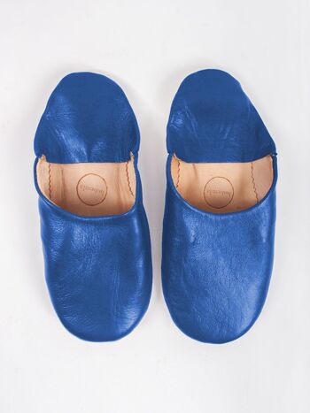 Chaussons Basiques Babouche Marocaine, Bleu Majorelle 1