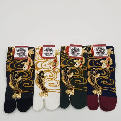 Calcetines japoneses de algodón Tabi - Patrón de carpa Koi talla 34-40