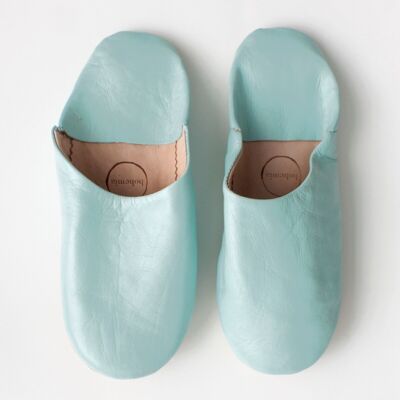 Chaussons Basiques Babouche Marocaine, Bleu Poudre