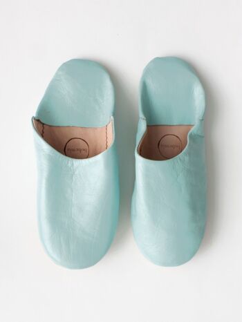 Chaussons Basiques Babouche Marocaine, Bleu Poudre 1