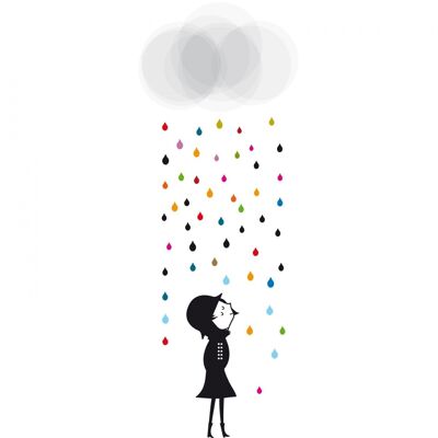 Adesivo da parete Mademoiselle sotto la pioggia