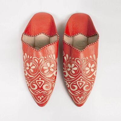 Pantofole Babouche con cuore decorativo marocchino, arancione