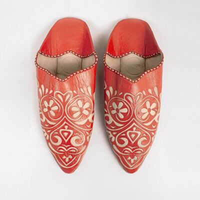Moroccan Decorative Heart Babouche Slippers, Orange