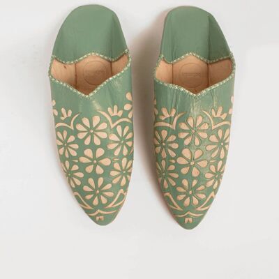 Pantofole Babouche marocchine decorative marocchine, salvia