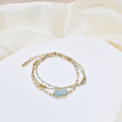 Three-row bracelet in gold-plated steel - BR210105OR