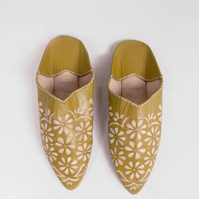 Pantofole marocchine decorative Daisy Babouche, senape