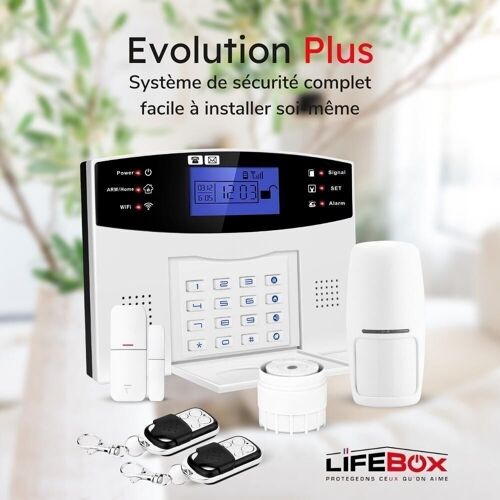 Evolution Plus, système d'alarme sans fil connectée WIFI / GSM compatible Androïd et IOS