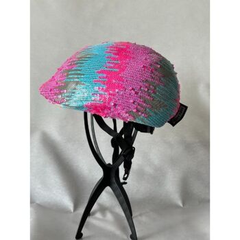 Couvre-casque de vélo - Sequins rose et bleu 1