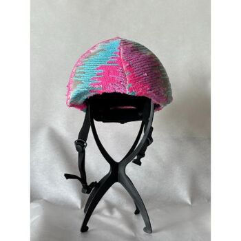 Couvre-casque de vélo - Sequins rose et bleu 3