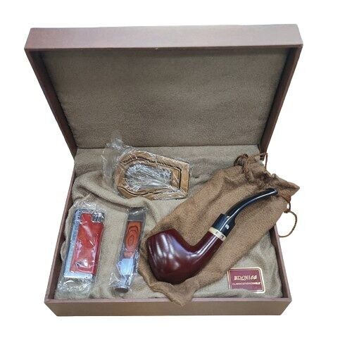 BRONICA Tobacco Pipe Set with Lighter and Cleaning Tool PGB44