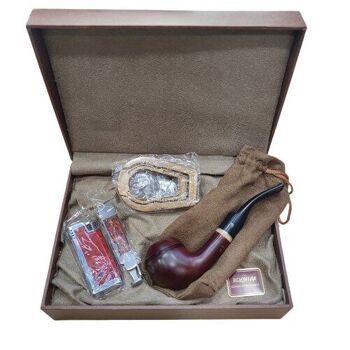 Ensemble de pipes à tabac BRONICA avec briquet et outil de nettoyage PGB43