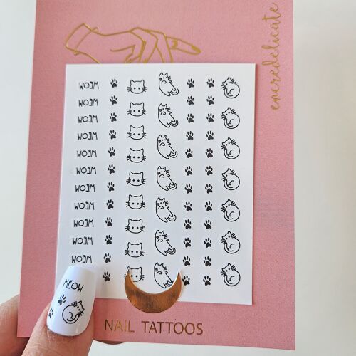 autocollants pour ongles motif chat