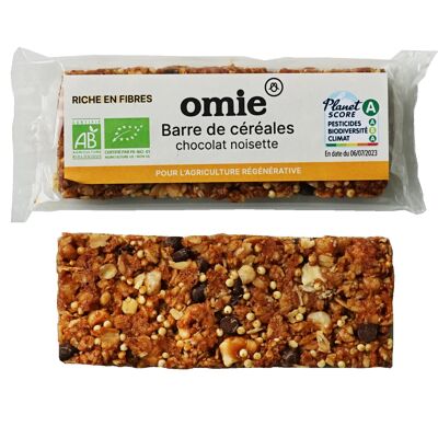 Barretta di cereali biologica al cioccolato e nocciole - avena e miglio francese - 25 g