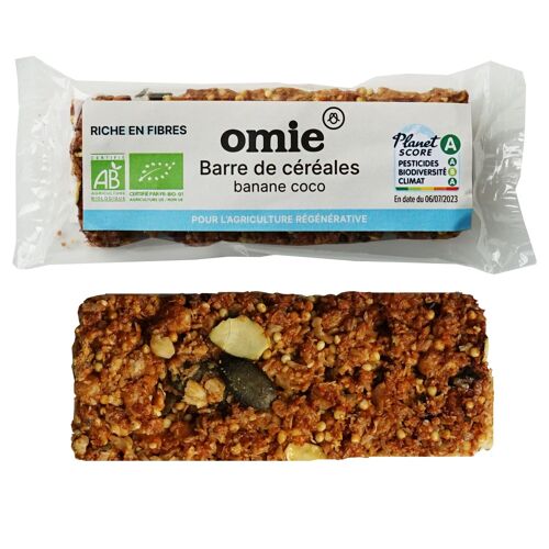 Barre de céréales banane coco bio - avoine et millet français - 25 g