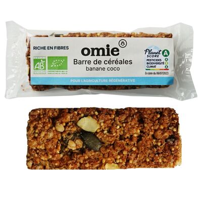 Organic banana coconut cereal bar - oats and French millet - 25 g
