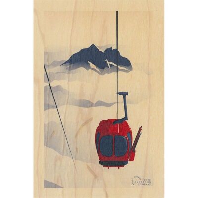 Wooden postcard - ski the gondola