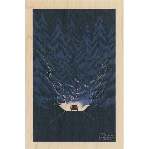 Carte postale en bois - ski in the dark