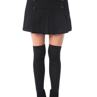 Minifalda negra con detalle de botones negros.