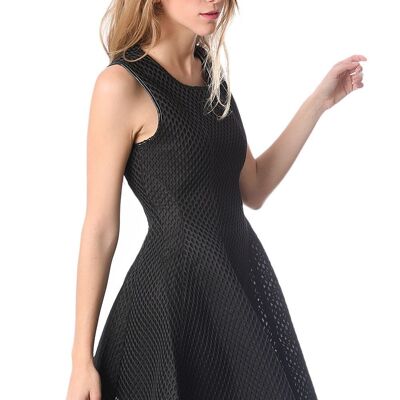 Robe patineuse noire en maille cage