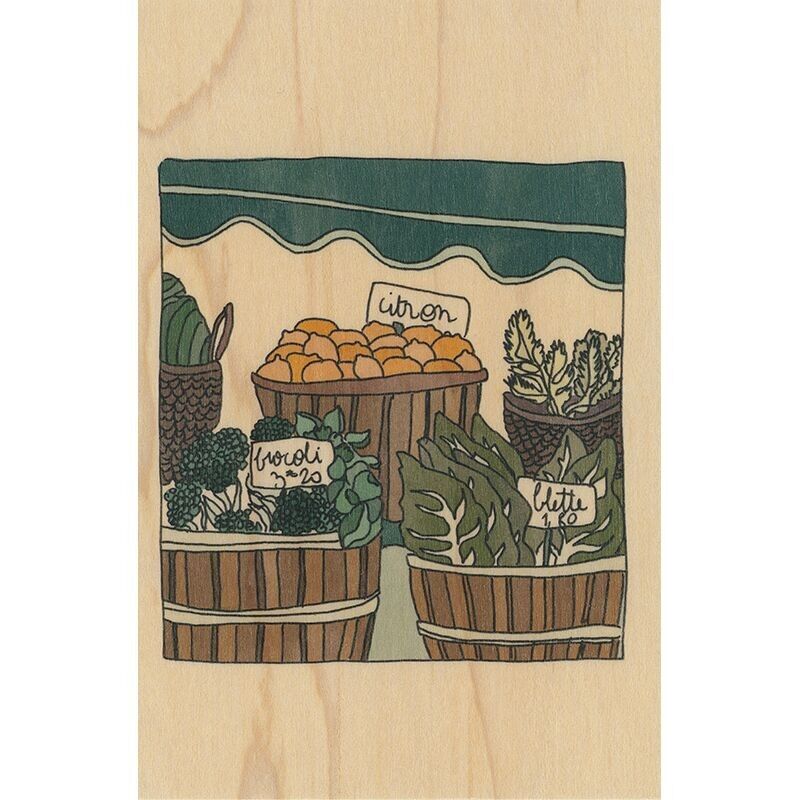 Cartolina in legno - giorno del mercato meridionale