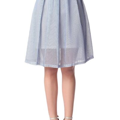 Blue mesh midi skirt with pleat detail