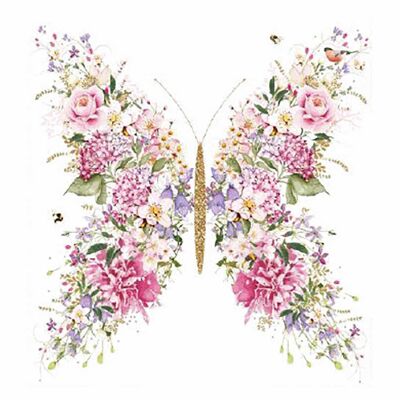 Tovagliolo papillon e fiori 33x33