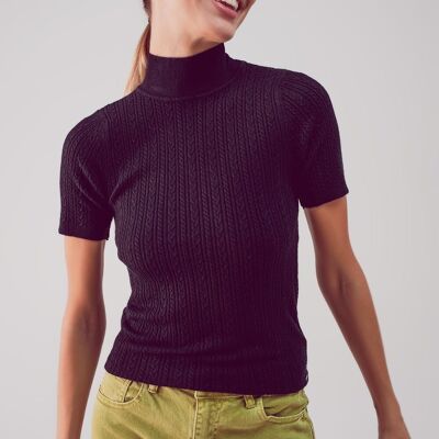 Cable knitted jumper in black