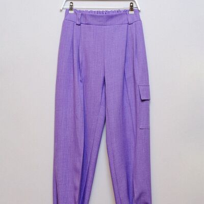 Cargo Pants With Pockets and Cinched Waist in Purple