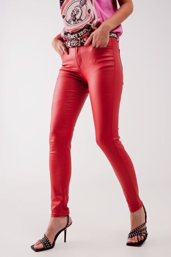 Pantalon enduit rouge 2