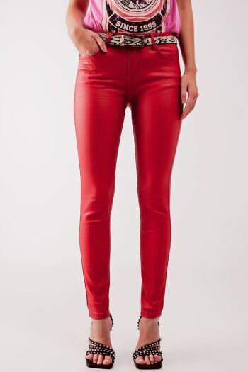 Pantalon enduit rouge 4
