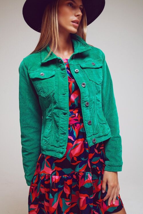 Cord jacket in green