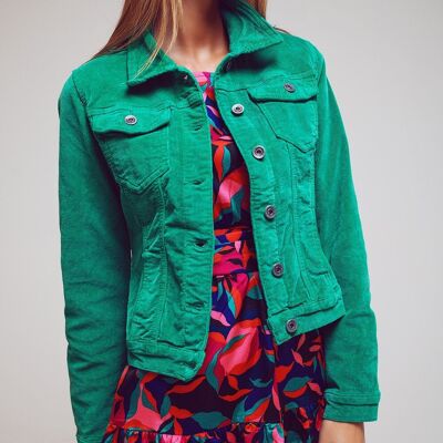 Cord jacket in green