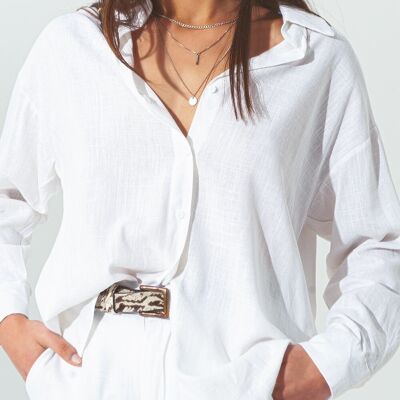 Camisa de corte holgado de algodón en blanco