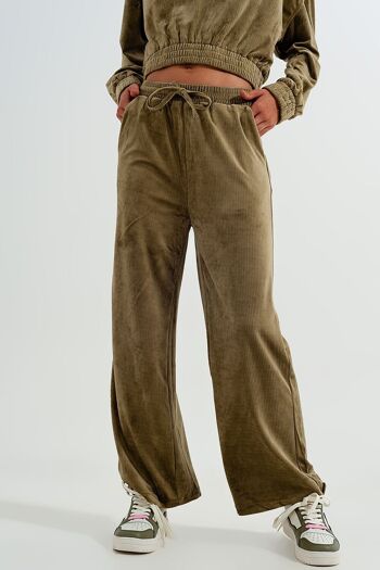 Pantalon de jogging avec cordon de serrage à la taille - Vert 2