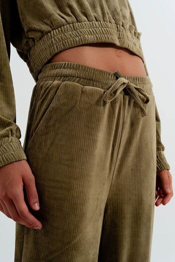 Pantalon de jogging avec cordon de serrage à la taille - Vert 3