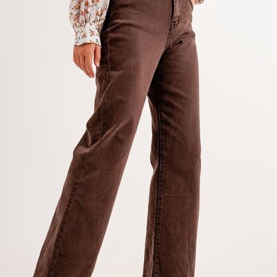Slouchy Mom-Jeans mit hohem Bund in Schokoladenbraun