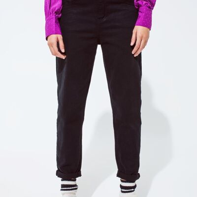 Slouchy-Jeans aus Baumwolle mit mittlerer Leibhöhe in Schwarz