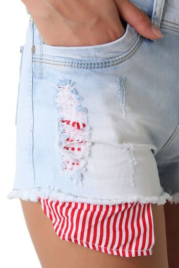 Short en jean avec poche à rayures 4