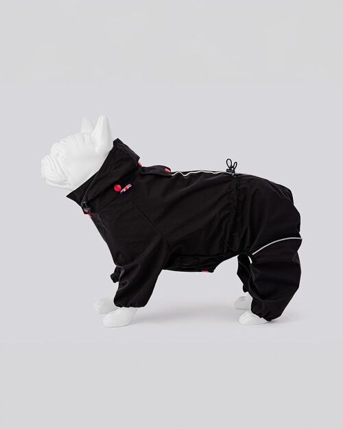 Reflective Hooded Dog Overalls - Black