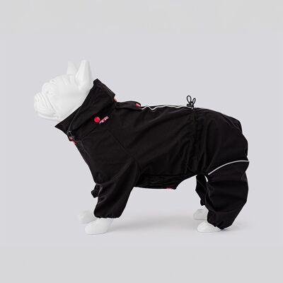 Reflektierender Hundeoverall mit Kapuze – Schwarz