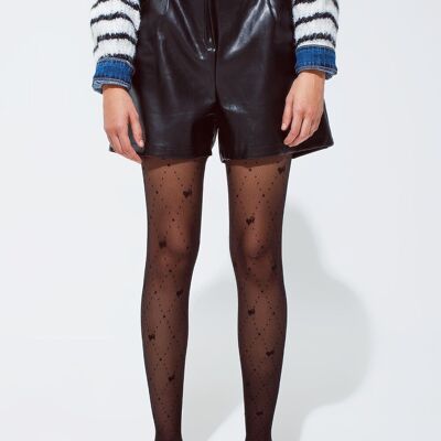 Faux leather oversized shorts with pleat down the front and pockets in black